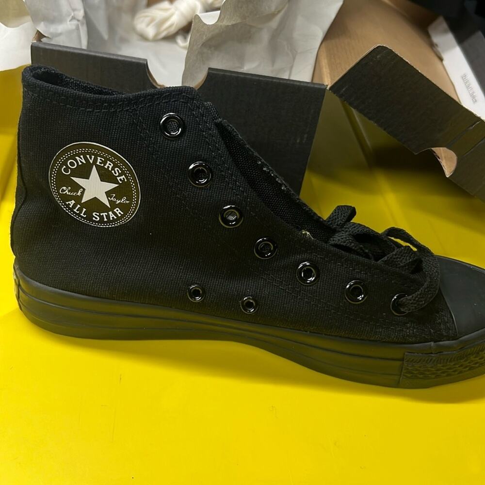 In box WMN 9 New converse hi top canvas sneaker logo M3310C black white lace up